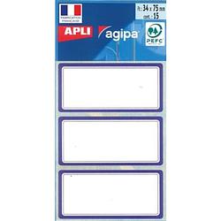 Foto van Agipa schooletiketten ft 75 x 34 mm (b x h), 24 etiketten per etui, blauwe rand