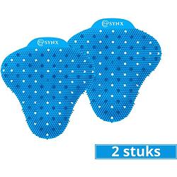 Foto van Synx tools urinoir 2 stuks - rooster - blauw - met mint geur anti spat mat wc - toilet mat - blauw - frisse geur - anti