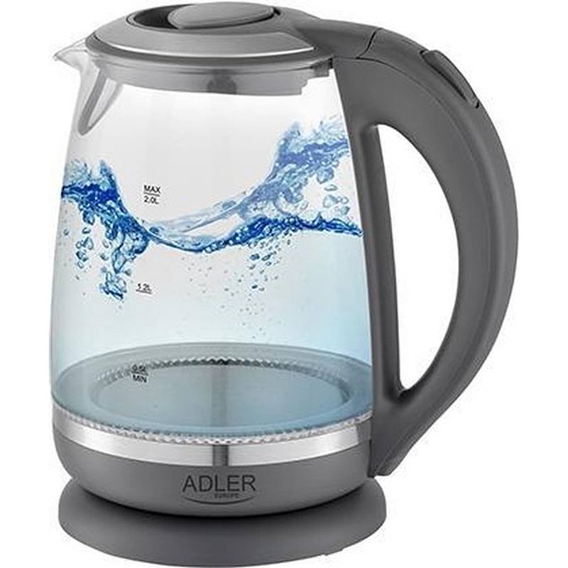 Foto van Adler ad 1286 - waterkoker - 2 ltr - grijs, transparant - 2200 w