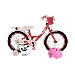 Foto van Volare kinderfiets ashley - 18 inch - roze/rood - met fietshelm en accessoires