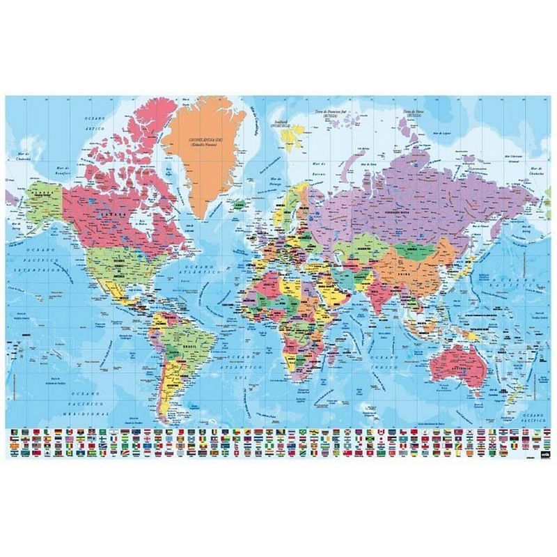 Foto van Grupo erik map world pt physical politic poster 91,5x61cm