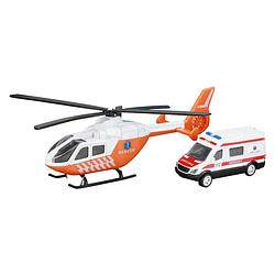 Foto van Toi-toys metal traumahelikopter en ambulance oranje