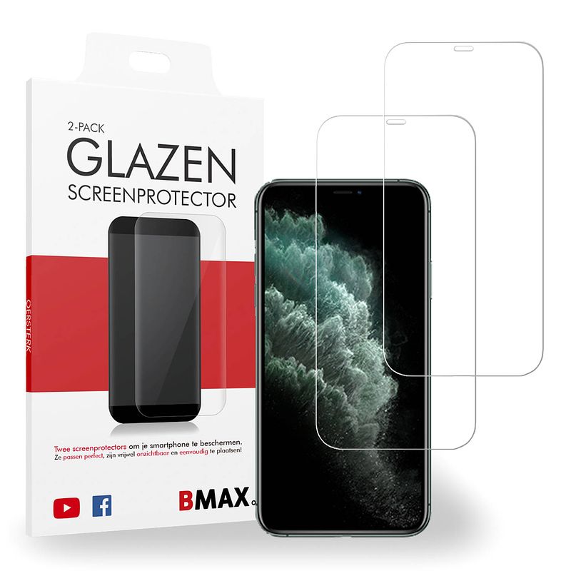 Foto van 2-pack bmax apple iphone 11 pro screenprotector - glass - 2.5d