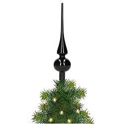 Foto van Glazen kerstboom piek/topper zwart glans 26 cm - kerstboompieken