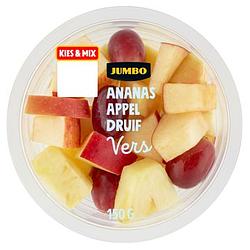 Foto van Jumbo fruitstukjes met ananas, appel en druif 150g