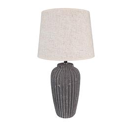 Foto van Clayre & eef tafellamp ø 24x45 cm beige grijs keramiek rond bureaulamp beige bureaulamp