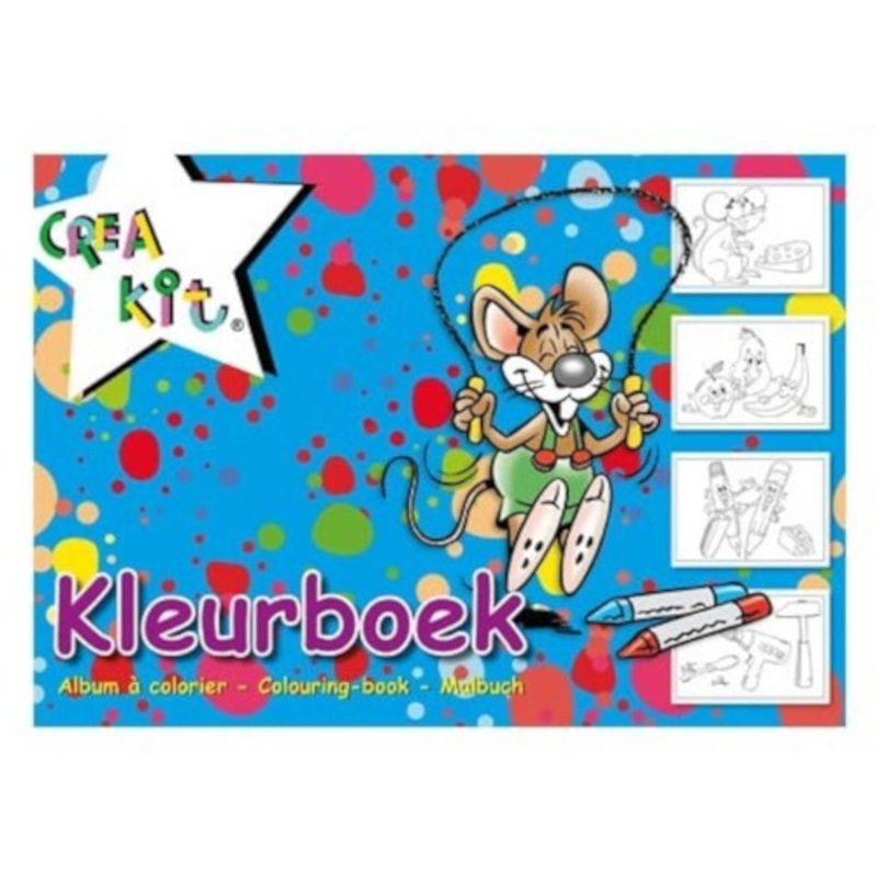Foto van Crea-kit kleurboek junior a4 papier wit/blauw 24 kleurplaten