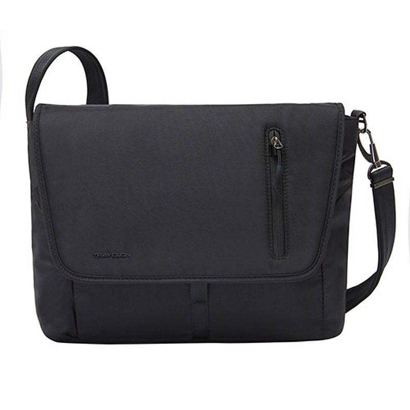 Foto van Travelon urban anti-diefstal messenger laptoptas schoudertas rfid heren en dames zwart 43500