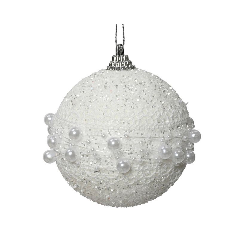 Foto van Decoris - kerstbal foam d8 cm winterwit kerst