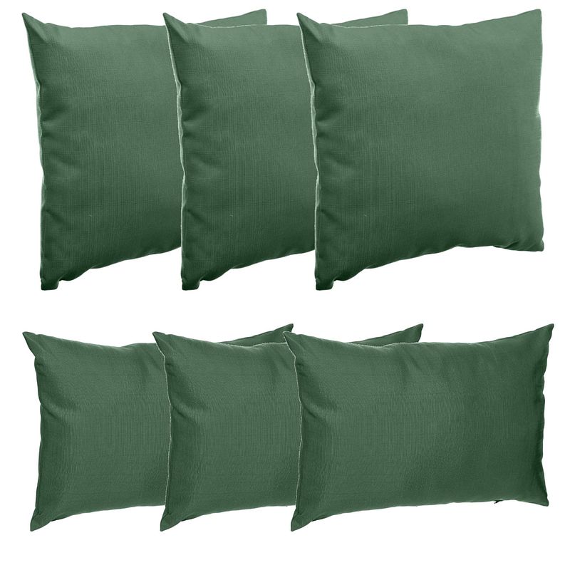 Foto van Bank/sier/tuin kussens voor binnen/buiten set 6x stuks groen 40 x 40 cm en 30 x 50 cm - tuinstoelkussens