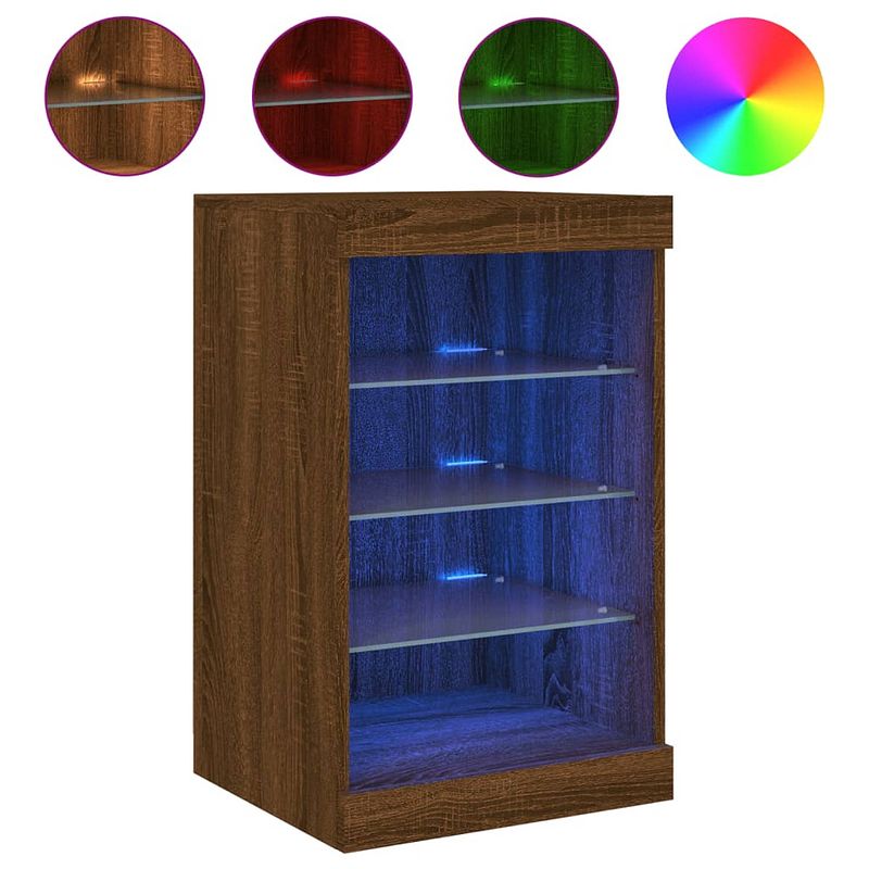 Foto van Vidaxl dressoir met led-verlichting 41x37x67 cm bruineikenkleurig