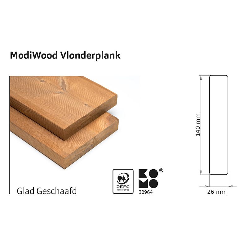 Foto van Intergard vlonderplanken thermisch gemodificeerd, glad geschaafd 420cm