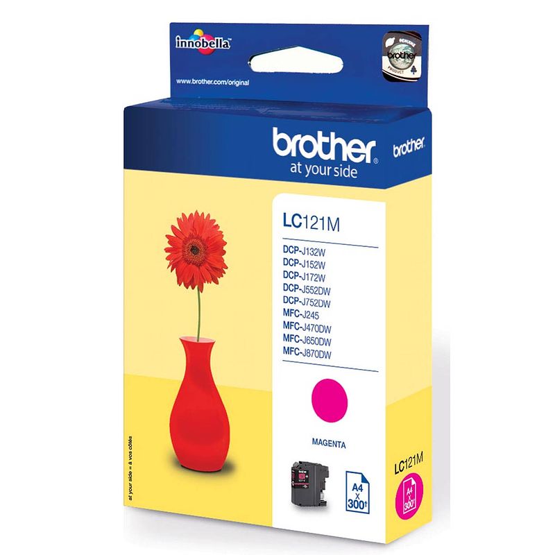 Foto van Brother inktcartridge, 300 pagina'ss, oem lc-121m, magenta 5 stuks