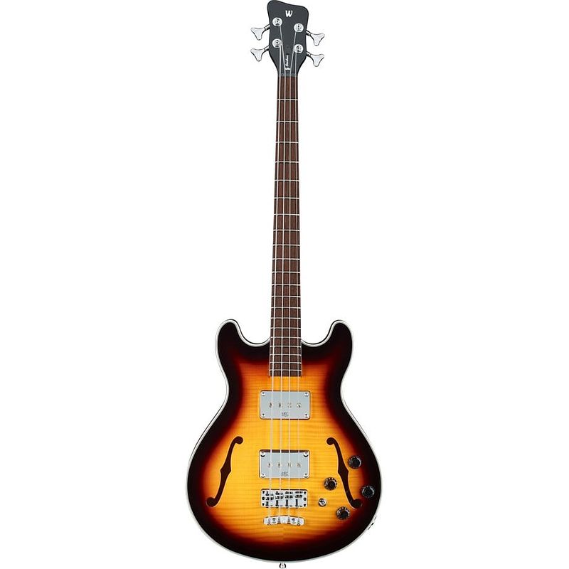 Foto van Warwick rockbass star bass vintage sunburst transparent high polish semi-akoestische basgitaar