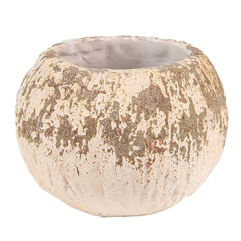 Foto van Clayre & eef bloempot ø 18x13 cm beige bruin steen rond bloempot binnen beige bloempot binnen