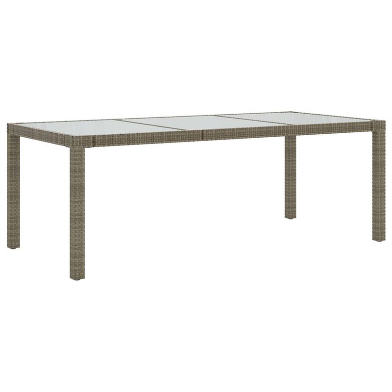 Foto van Vidaxl tuintafel 190x90x75 cm gehard glas en poly rattan grijs