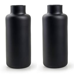 Foto van 2x stuks bloemenvazen - fles model - eco glas zwart - h35 x d14.5 cm - vazen