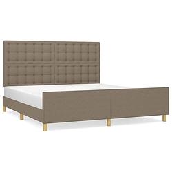 Foto van The living store bedframe - taupe - 203 x 186 x 118/128 cm - verstelbaar hoofdeinde - stabiele poten - multiplex