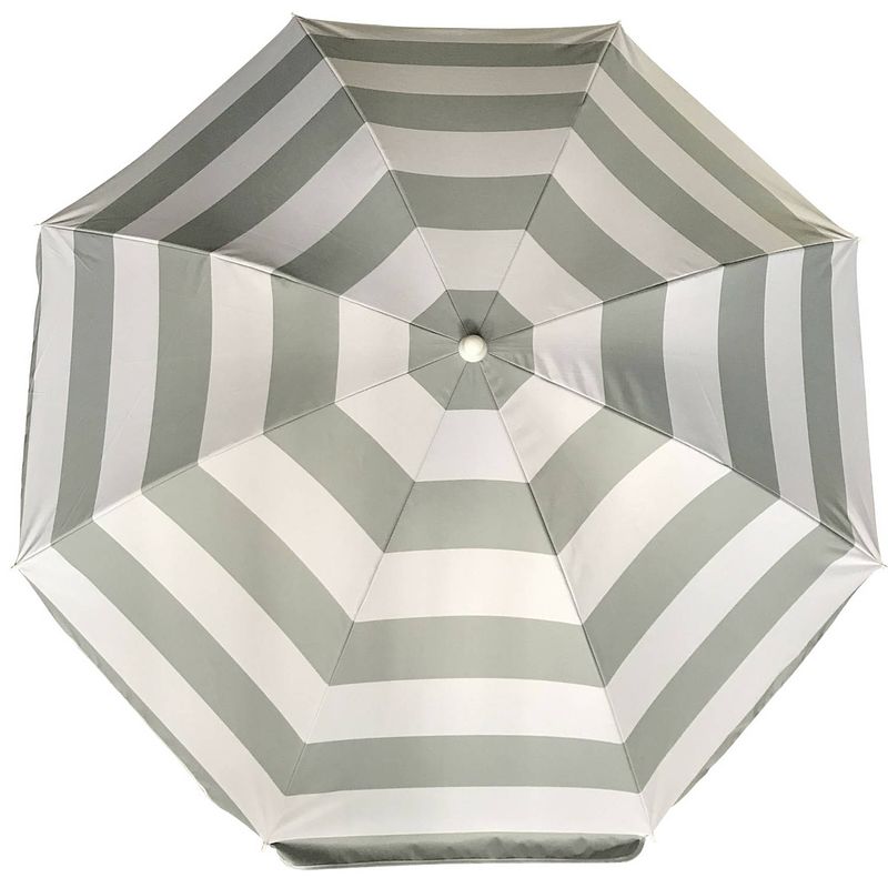 Foto van Parasol - zilver/wit - gestreept - d180 cm - uv-bescherming - incl. draagtas - parasols