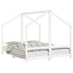 Foto van Vidaxl kinderbedframe 2x(80x200) cm massief grenenhout wit