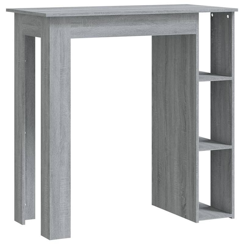 Foto van The living store bartafel - grijs sonoma eiken - 102 x 50 x 103.5 cm - met 3 opbergvakken