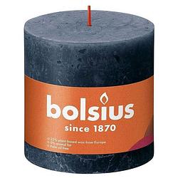 Foto van Bolsius stompkaars twilight blue ø100 mm - hoogte 10 cm - blauw/grijs - 62 branduren