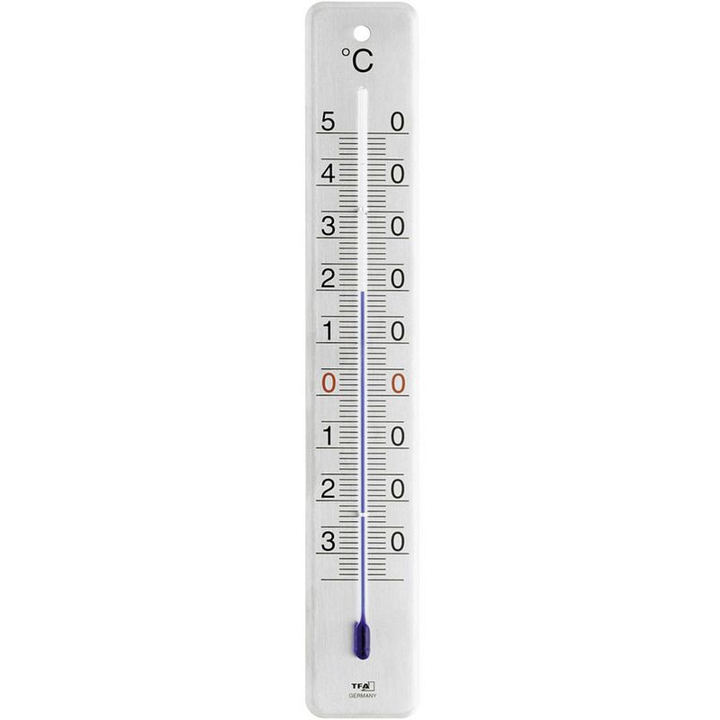 Foto van Binnen/buiten thermometer rvs 4,5 x 28 cm - buitenthermometers