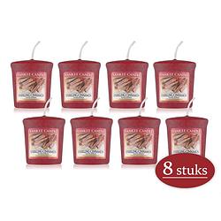 Foto van 8 stuks yankee candle sparkling cinnamon geurkaars kerstkaars - rood - 4 branduren