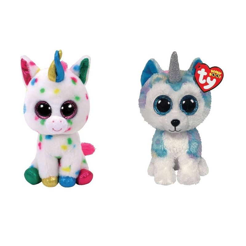 Foto van Ty - knuffel - beanie boo's - harmonie unicorn & helena husky