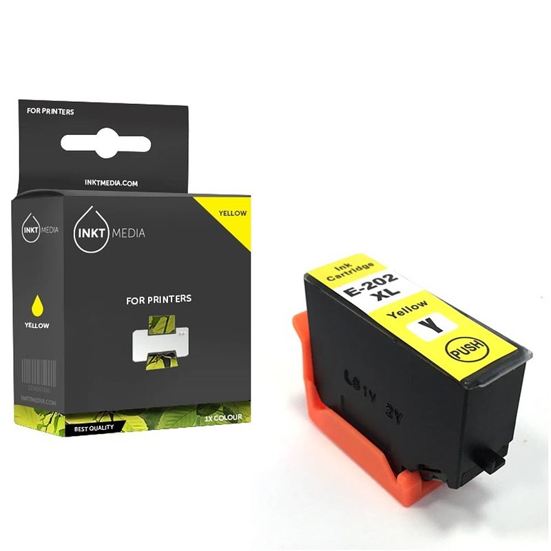 Foto van Inktmedia® -navulinkt - geschikt epson 202xl inktcartridge geel hoge capaciteit - navul inkt - refill inkt