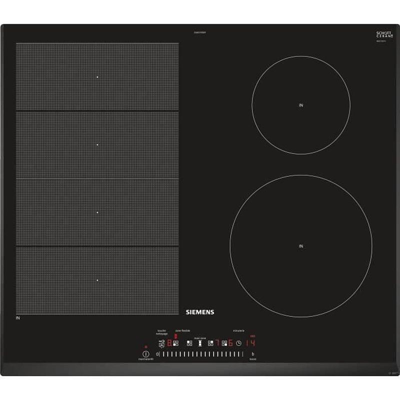 Foto van Siemens ex651feb1f - inductiekookplaat - 4 zones - 7400 w - b 51 x d 52,2 cm - glascoating - zwart