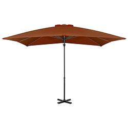 Foto van The living store hangende parasol - terracotta - 250 x 250 x 230 cm - uv-beschermend