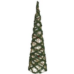 Foto van Kerstverlichting figuren led kegel kerstboom draad/groen 78 cm 60 lampjes - kerstverlichting figuur