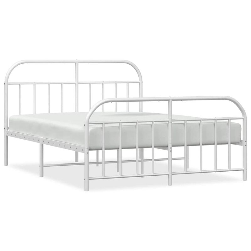 Foto van Vidaxl bedframe met hoofd- en voeteneinde metaal wit 180x200 cm