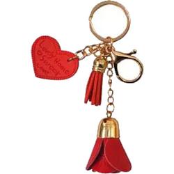 Foto van Verhaak sleutelhanger hearts and roses rvs/vilt goud/rood