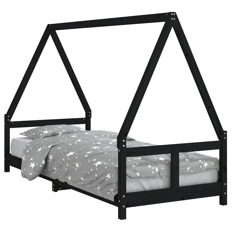 Foto van Vidaxl kinderbedframe 80x200 cm massief grenenhout zwart