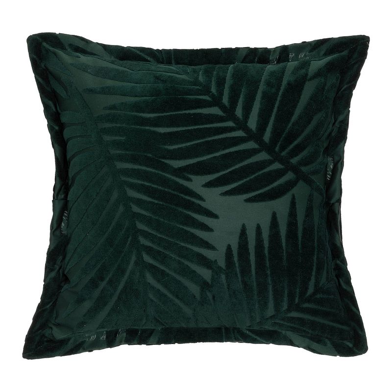 Foto van Casa di elturo velvet sierkussen leaf 3d reliëf - tijm groen - 45 x 45 cm - (inclusief vulling)