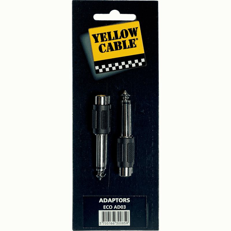 Foto van Yellow cable ad03 6.3 mm jack male ts - rca female verloopplug (2 stuks)