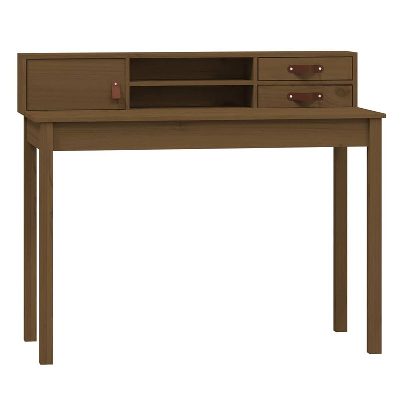 Foto van The living store bureau grenenhout - honingbruin - 110 x 50 x 93 cm - veilig gemonteerd met handleiding