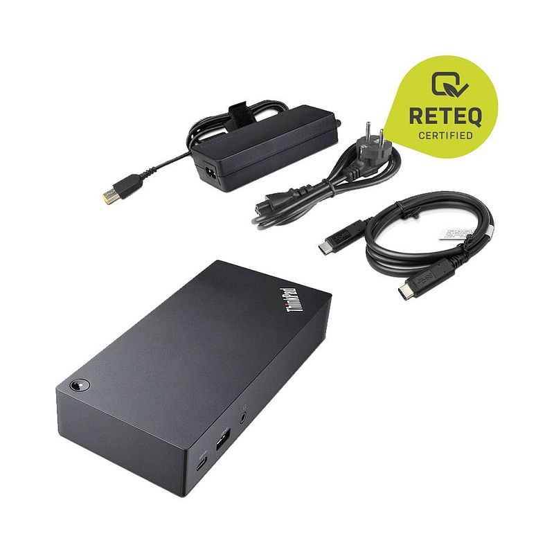 Foto van Lenovo usb-c® dockingstation refurbished (zeer goede staat) thinkpad usb-c dock geschikt voor merk: lenovo lenovo thinkpad incl. laadfunctie