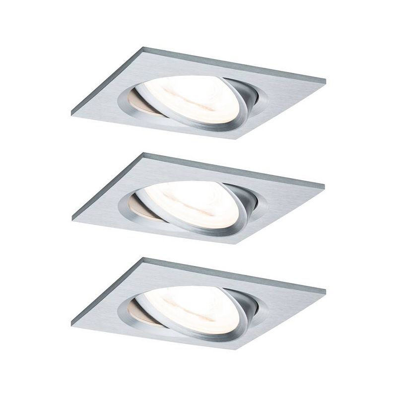 Foto van Paulmann 93438 nova inbouwlamp set van 3 stuks led gu10 19.5 w aluminium (gedraaid)