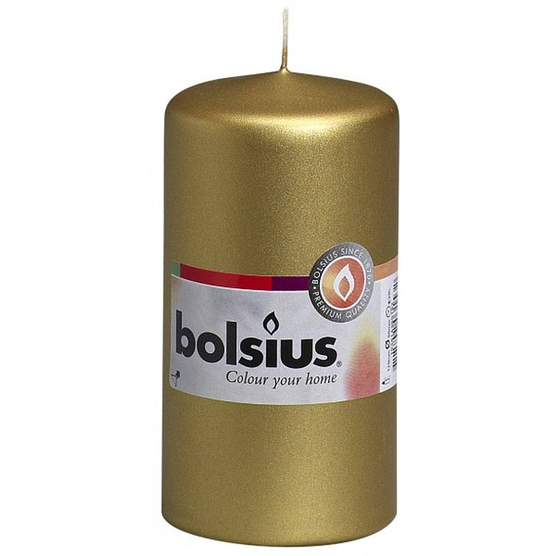 Foto van Bolsius stompkaars 120x60 mm goud kerstartikelen