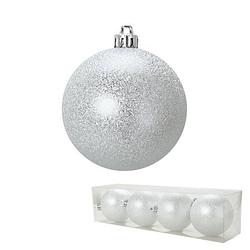 Foto van Set van 4 chique kerstballen in zilver pvc 8 cm