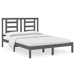 Foto van The living store bedframe grenenhout - grijs - 195.5x140.5x31cm - comfortabel hoofdeinde - montage vereist