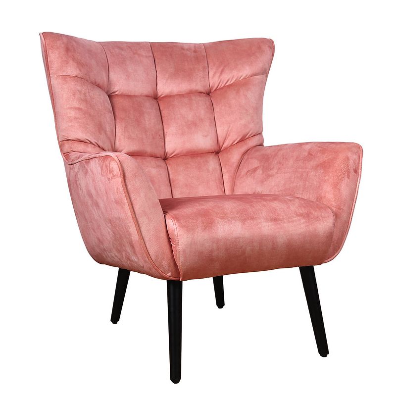 Foto van Ptmd kian velvet washed fauteuil light pink velvet