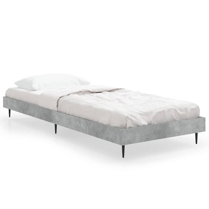 Foto van The living store bedframe - betongrijs - 193 x 78 x 20 cm - multiplex lattenbodem