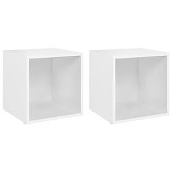 Foto van The living store tv-meubelen 2 st 37x35x37 cm bewerkt hout wit - kast