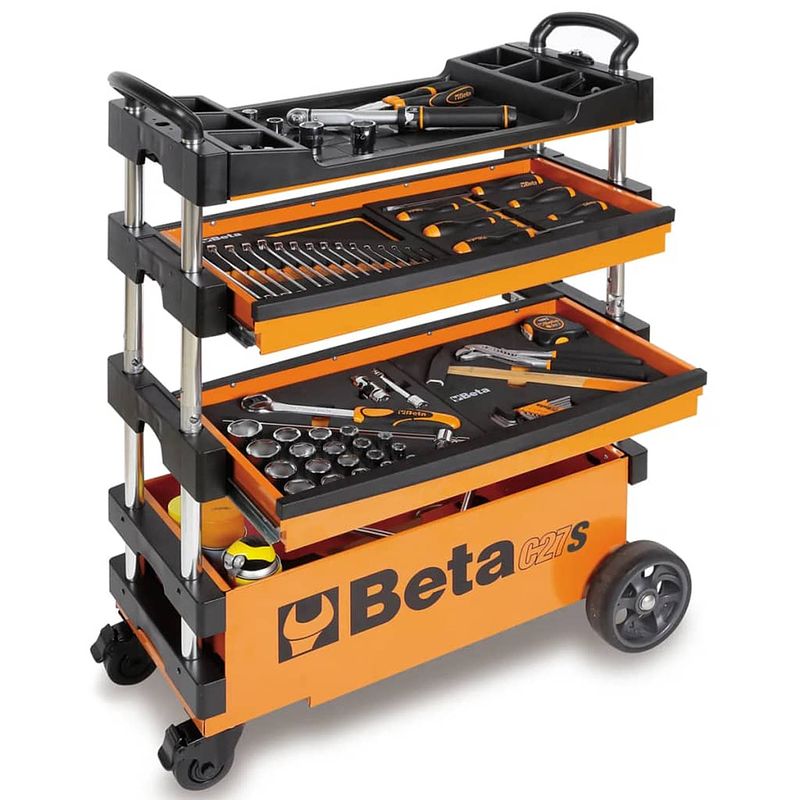 Foto van Beta tools inklapbare gereedschapswagen c27s-o oranje staal