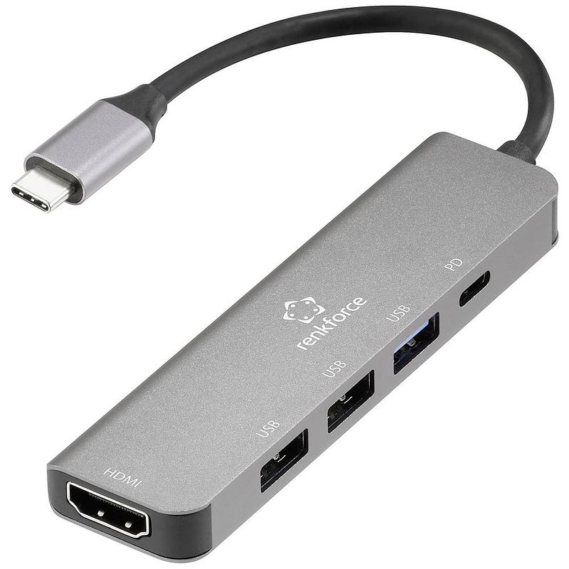 Foto van Renkforce rf-5242354 usb-c dockingstation geschikt voor merk: universeel usb-c® power delivery