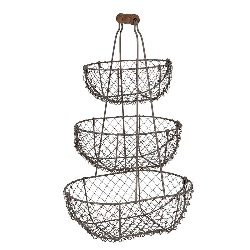 Foto van Haes deco - etagère 3 laags - 30x22x48 cm - zwart - metaal - taartplateau, serveerschaal, fruitschaal